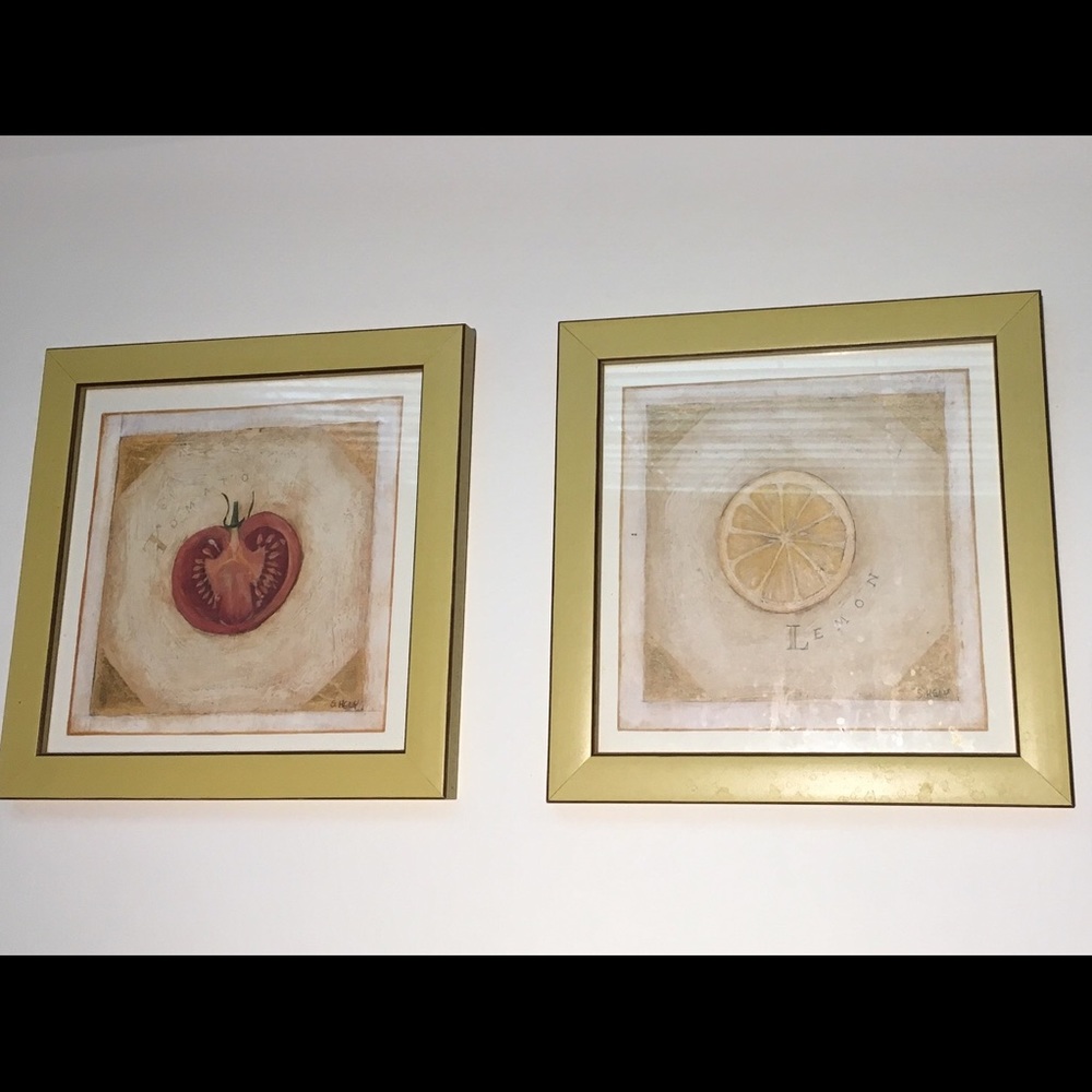 Artwork - Tomato and Lemon, set of 2, 8.5”x8.5